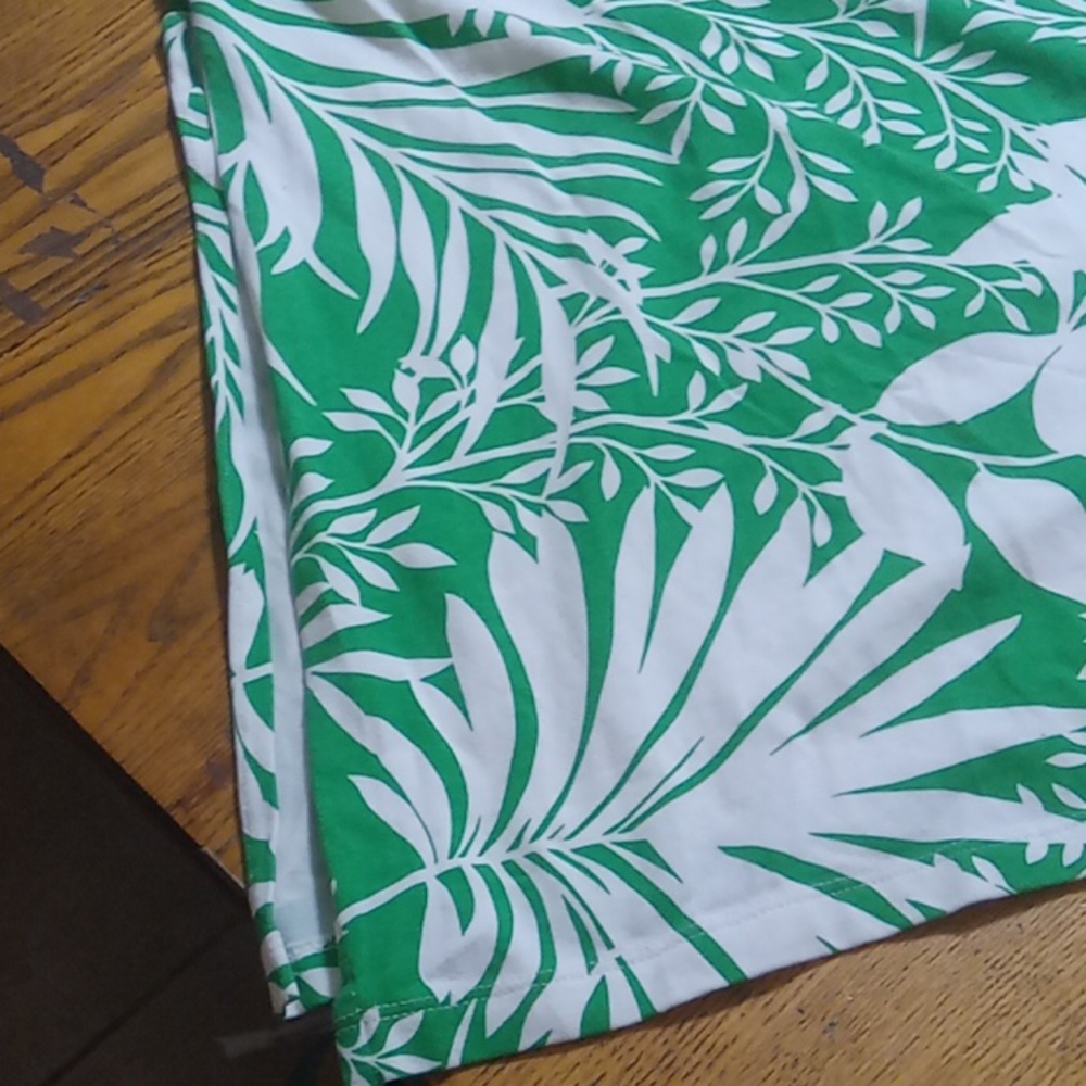 CALVIN KLEIN Womens Dress Maxi LARGE WHITE GREEN Resort Vacation Casual Preowned - Picture 3 of 11